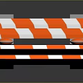 Orange And White Striped Traffic Barrier With Reflective Balls For Construction 3d model