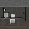 Modern Study Home Study Desk Chair Bookcase Computer Floor Lamp 3d model