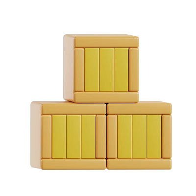 Yellow Paneled Cube Decorative Ornament Set Stacked for Modern Home Decor 3d model