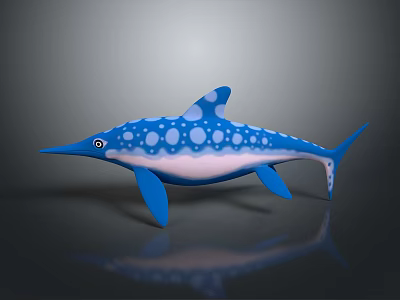 3D Rendered Blue Aquatic Animal With White Spots Pointed Snout Fins And Tail 3d model