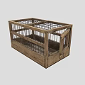 Vintage Wooden Cage With Metal Bars And Open Design Structure