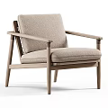 Modern Accent Chair With Wooden Frame And Beige Upholstered Seat Featuring Clean Lines