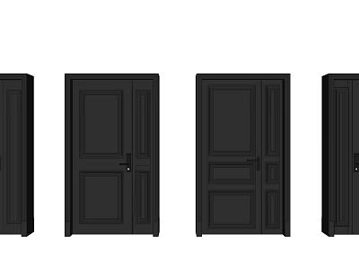 Modern Black Combination Doors With Sleek Designs And Various Panel Layouts For Home 3d model