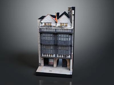 Guesthouse Building Exterior Design With Multi Story Structure Balconies Roof Flag And Windows 3d model