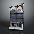 Guesthouse Building Exterior Design With Multi Story Structure Balconies Roof Flag And Windows