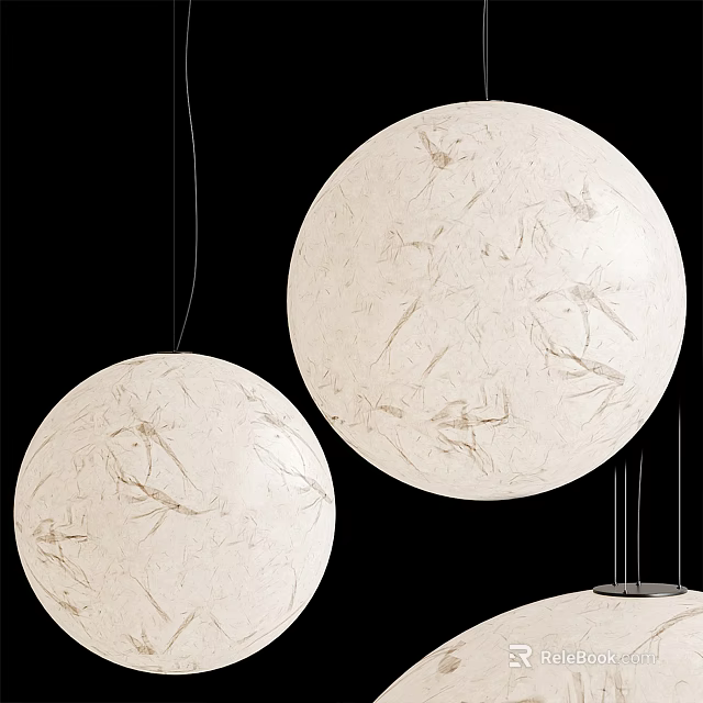 Textured White Spherical Pendant Lights With Natural Pattern For Interior Design 3d model