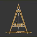 Yellow Industrial Metal Tripod Frame Structure With Circular Base Mechanical Components 3d model