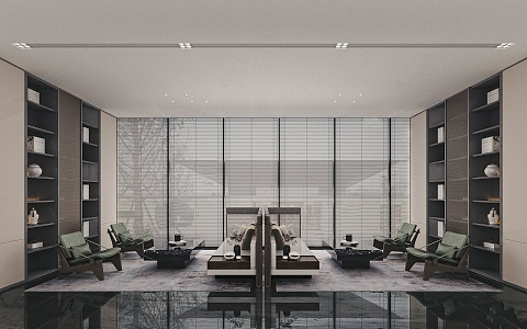 Interior of sales office in modern reception area 3d model