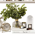 Elegant Decorative Ornament Set With Vases Dried Flowers Green Plants Candles Clock And Diffusers