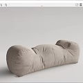 Modern Upholstered Sofa Bench With Gray And Beige Soft Cushioned Rounded Design 3d model
