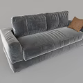 Gray Velvet Double Sofa with Brown Cushion and Modern Comfortable Design 3d model