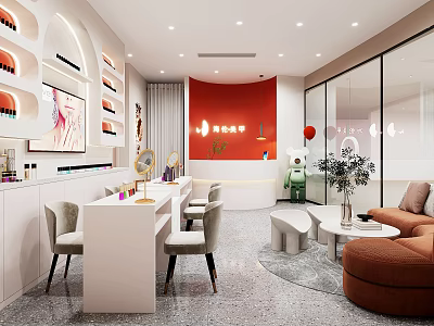 Luxury Modern Beauty Salon Interior With Styling Stations Comfortable Seating And Decorative Elements 3d model