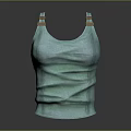 Light Green Tank Top With Adjustable Shoulder Straps And Ruched Design