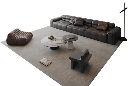 Modern Italian Sofa Combination Sofa Coffee Table Combination Side Table Coffee Table Multi-Person Sofa Single Person Sofa Living Room Sofa Jewelry Ornaments 3d model