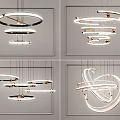 Modern Chandelier Designs With Circular Layers Spiral Shapes Gold Frames And White Light