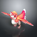 Cute Fantasy Flying Creature with Orange Red Wings and White Body 3D Model Design