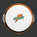 Orange Household Storage Barrel With White Lid Green Logo Bottom Tap And Handles