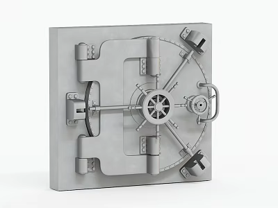 Durable Security Door With Reinforced Metal Structure Circular Lock System And Sturdy Hinges 3d model