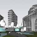 Modern High Rise Residential Complex With Open Green Spaces And Water Features