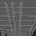 Ceiling Structural Framework With Metal Beams Pipelines And Suspension System