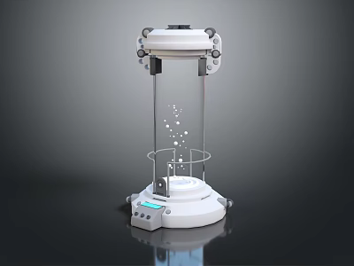 Intelligent Machine for Biological Chemical Experiments with Transparent Reaction Vessel and Control Panel 3d model
