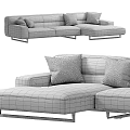 Modern Gray Sofa With Patterned And Solid Accent Pillows In Living Room 3d model