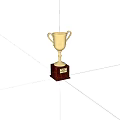 Golden Trophy With Two Handles And Red Base On Black Background