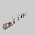 Modern Luxury Perfume and Cosmetics Display With Assorted Bottles Sets and Reed Diffusers