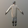 Game Movie Character In White Lab Coat With Black Cap Mask Gloves And Gray Pants