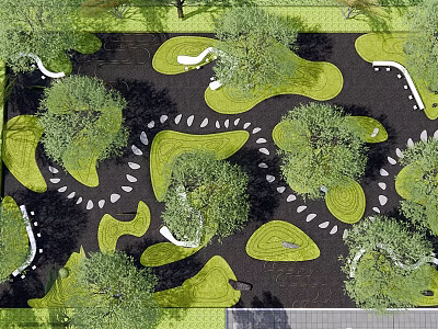 Traditional Karesansui Japanese Garden Design With Stone Paths Green Mossy Areas And Trees 3d model