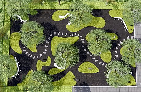 Modern Courtyard Landscape Micro-terrain Dry Landscape Terrain Green Island Contour Line Tingbu Bar Landscape Sitches Combination Natural Park Leisure Place 3d model