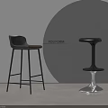 Modern Bar Stools With Black Metal Frame Wooden Seat And Silver Round Base