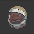 Futuristic Astronaut Helmet With Silver Metallic Texture Transparent Visor And Reflective Surface