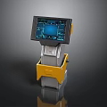 Industrial Control Panel With Screen Displaying Blue Diagram And Gray Yellow Structure