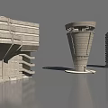 Unique Modern Architectural Models Concrete Multi Level Structures With Distinct Shapes 3d model