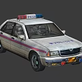 Functional Police Car With Red Blue Emergency Lights And Striped Exterior Design