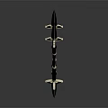 Two Elegant Swords With Golden Guards Black Handles And Sharp Blades