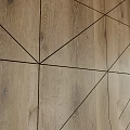 Modern Wooden Interior Wall with Geometric Triangular Patterns Black Lines and LED Strip Design 3d model