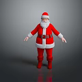 Santa Claus In Red Costume And Hat With White Beard Standing On Gray Background