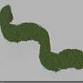 Neatly Trimmed Green Wavy Hedge In Outdoor Garden Landscape Design