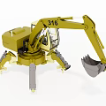 Yellow Functional Excavator 316 With Spider Like Legs And Front Bucket