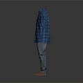Stylish Men's Blue Plaid Shirt With Casual Jeans And Brown Shoes