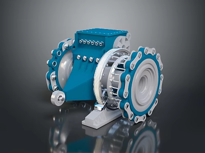 Tire Manufacturing Industrial Component Featuring Blue Mechanical Structure Metal Gears And Rotary Parts 3d model
