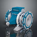 Tire Manufacturing Industrial Component Featuring Blue Mechanical Structure Metal Gears And Rotary Parts