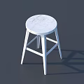 White Bar Stool With Round Seat And Simple Four Leg Design