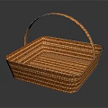 Orange Woven Square Basket With Handle Decorative Home Storage Item