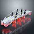 Kids Playground Bridge Equipment With Gray Structure And Red Illuminated Lights On Pillars For Children