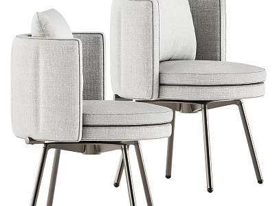 Modern Gray Fabric Dining Chairs Featuring Metal Legs Armrests And Comfortable Seats 3d model