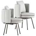 Modern Gray Fabric Dining Chairs Featuring Metal Legs Armrests And Comfortable Seats