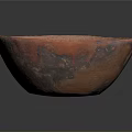Red Ceramic Bowl Sculpture With Hand Carved Speckled Surface Design